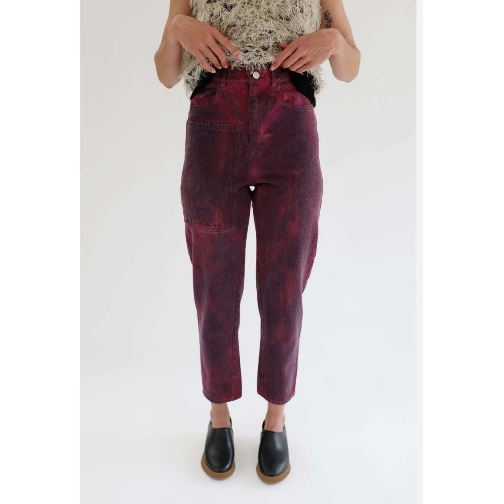 Anntian Ordinary Jeans Organic Cotton High Rise Tapered Purple Dye Womens M